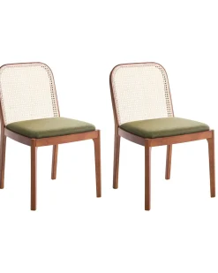 Set di 2 sedie da pranzo EDINA Tessuto Marrone/Verde