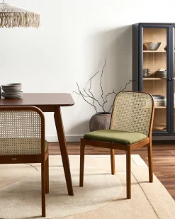 Set di 2 sedie da pranzo EDINA Tessuto Marrone/Verde