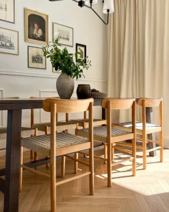 Set di 2 sedie da pranzo EAGAN Legno Marrone chiaro/Beige