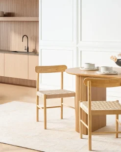 Set di 2 sedie da pranzo EAGAN Legno Marrone chiaro/Beige