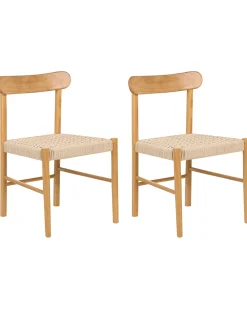 Set di 2 sedie da pranzo EAGAN Legno Marrone chiaro/Beige