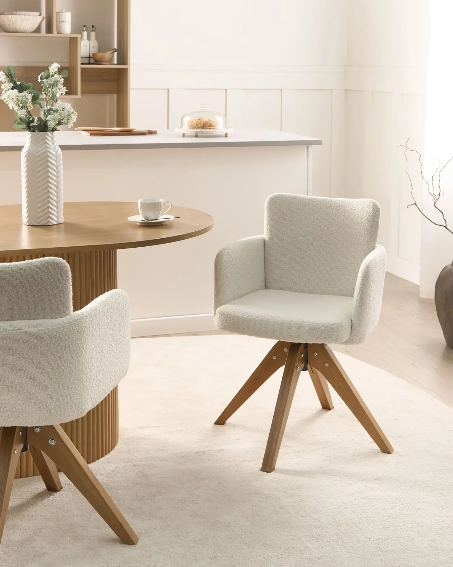 Set di 2 sedie da pranzo EVELYN Bouclé Bianco sporco
