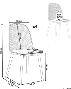 Set di 4 sedie da pranzo EMORY Azzurro
