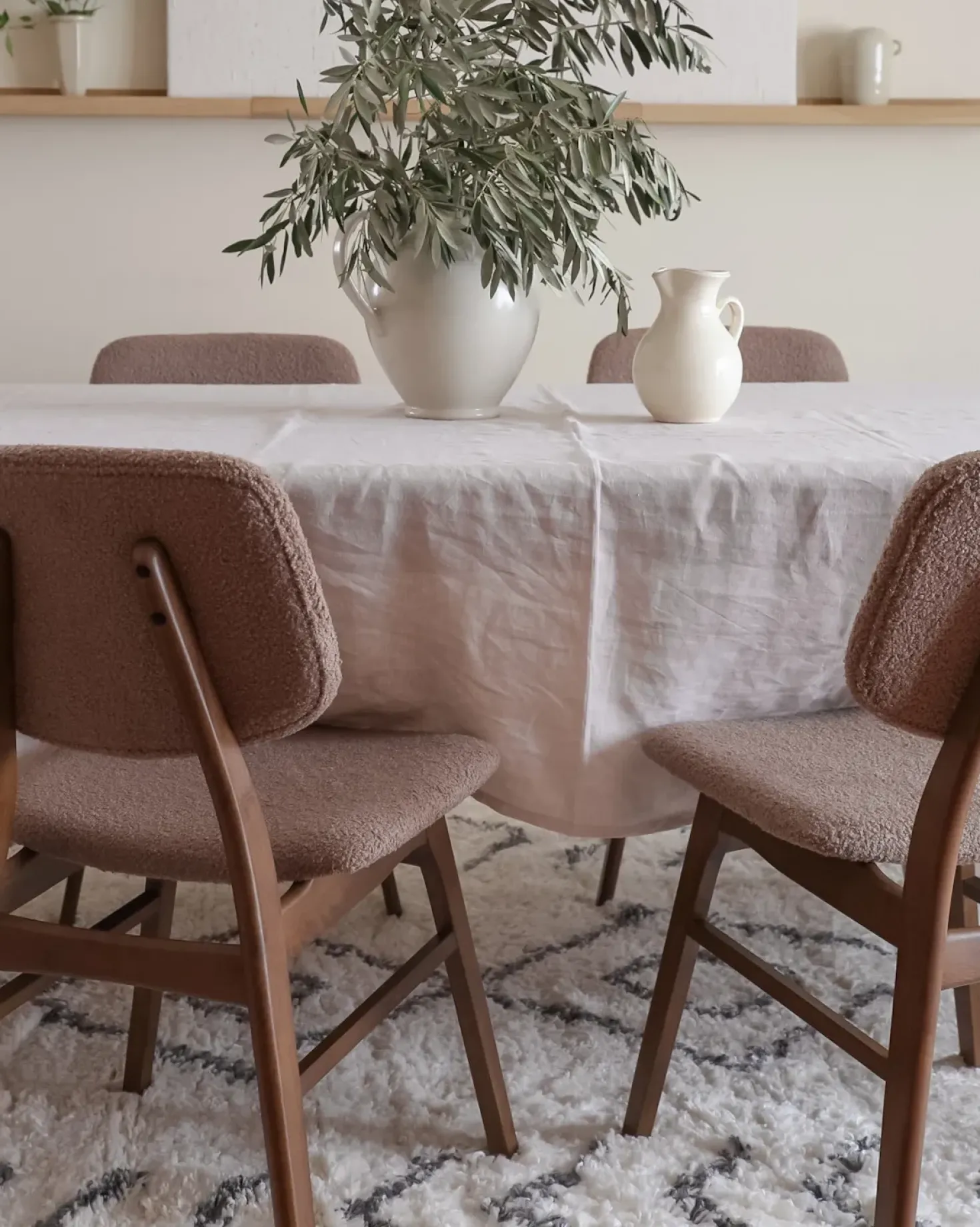 Set di 2 sedie da pranzo ELAINE Bouclé Marrone scuro/Tortora