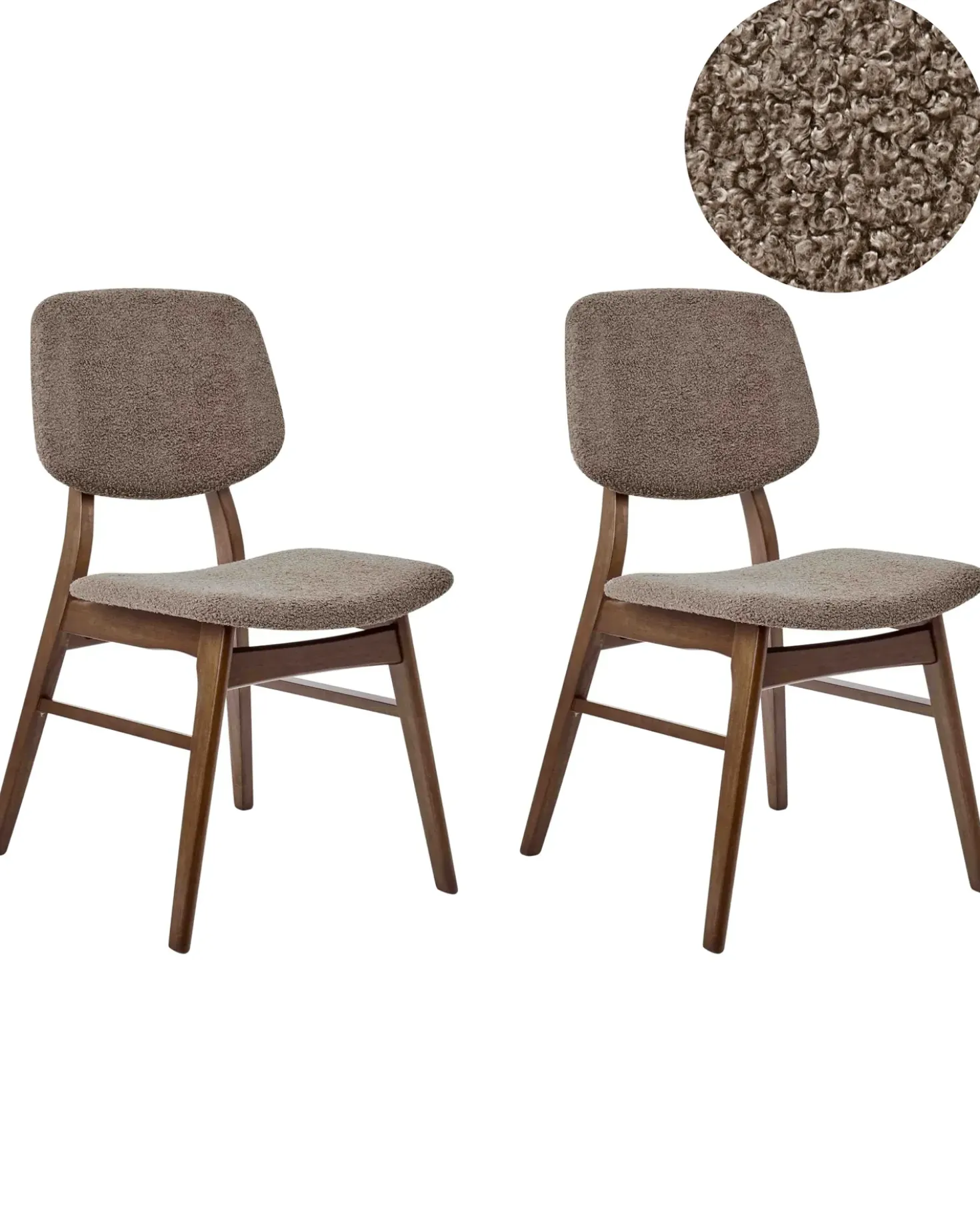 Set di 2 sedie da pranzo ELAINE Bouclé Marrone scuro/Tortora