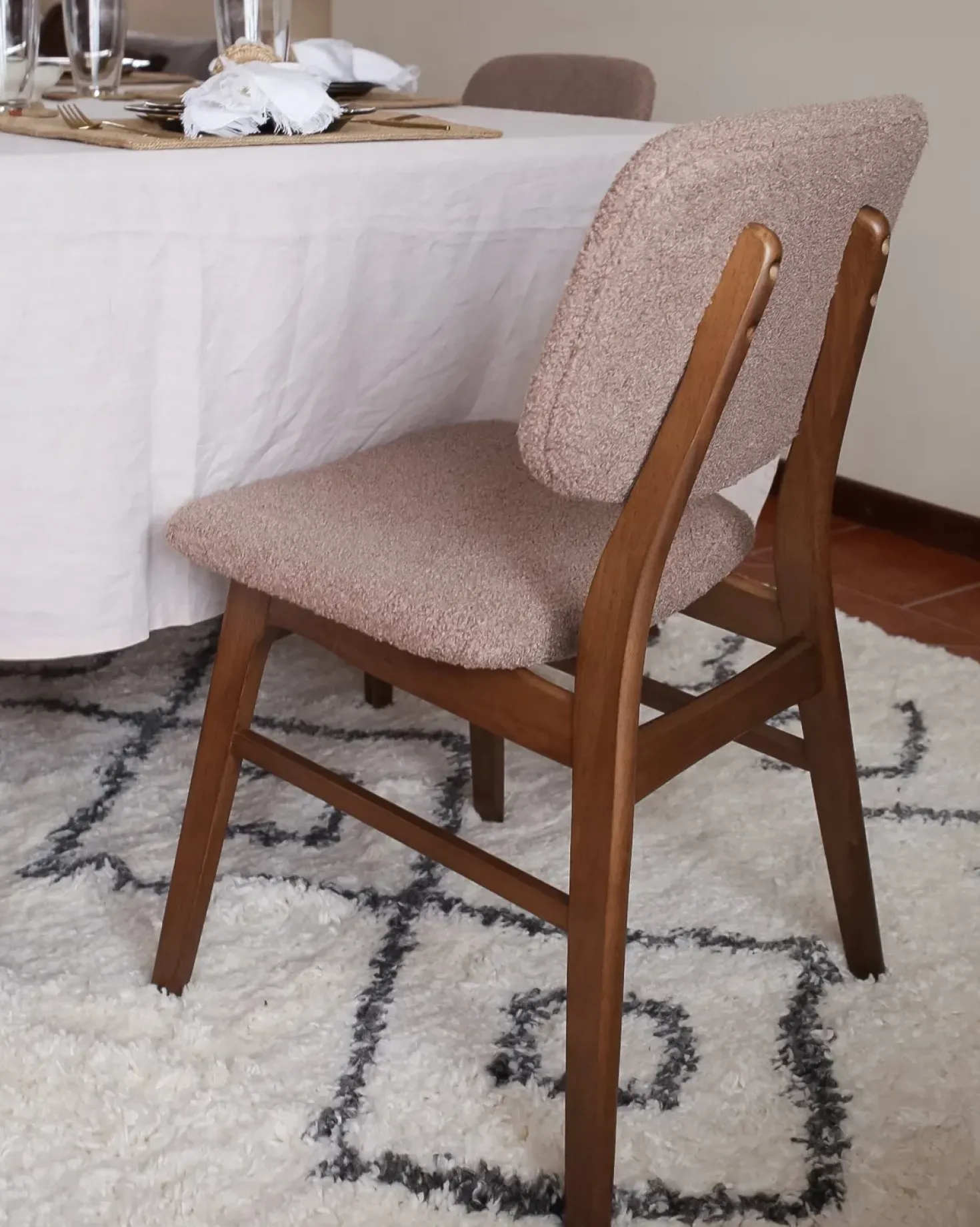 Set di 2 sedie da pranzo ELAINE Bouclé Marrone scuro/Tortora