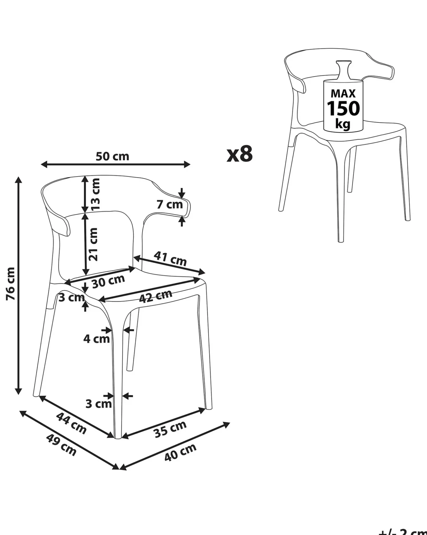 Set di 8 sedie da pranzo GUBBIO Beige sabbia