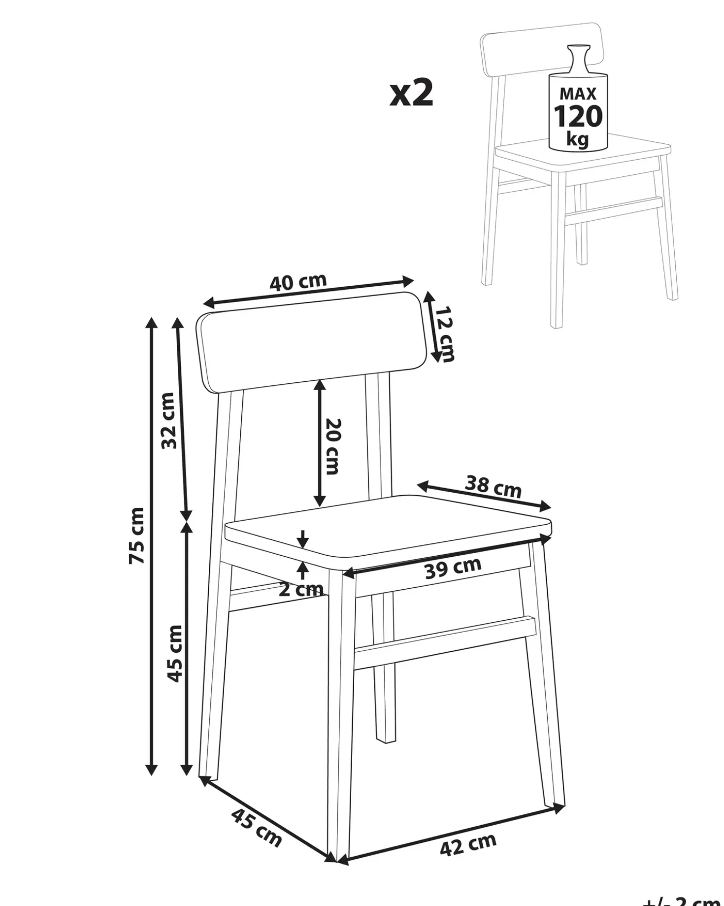 Set di 2 sedie da pranzo GORRE Legno Nero