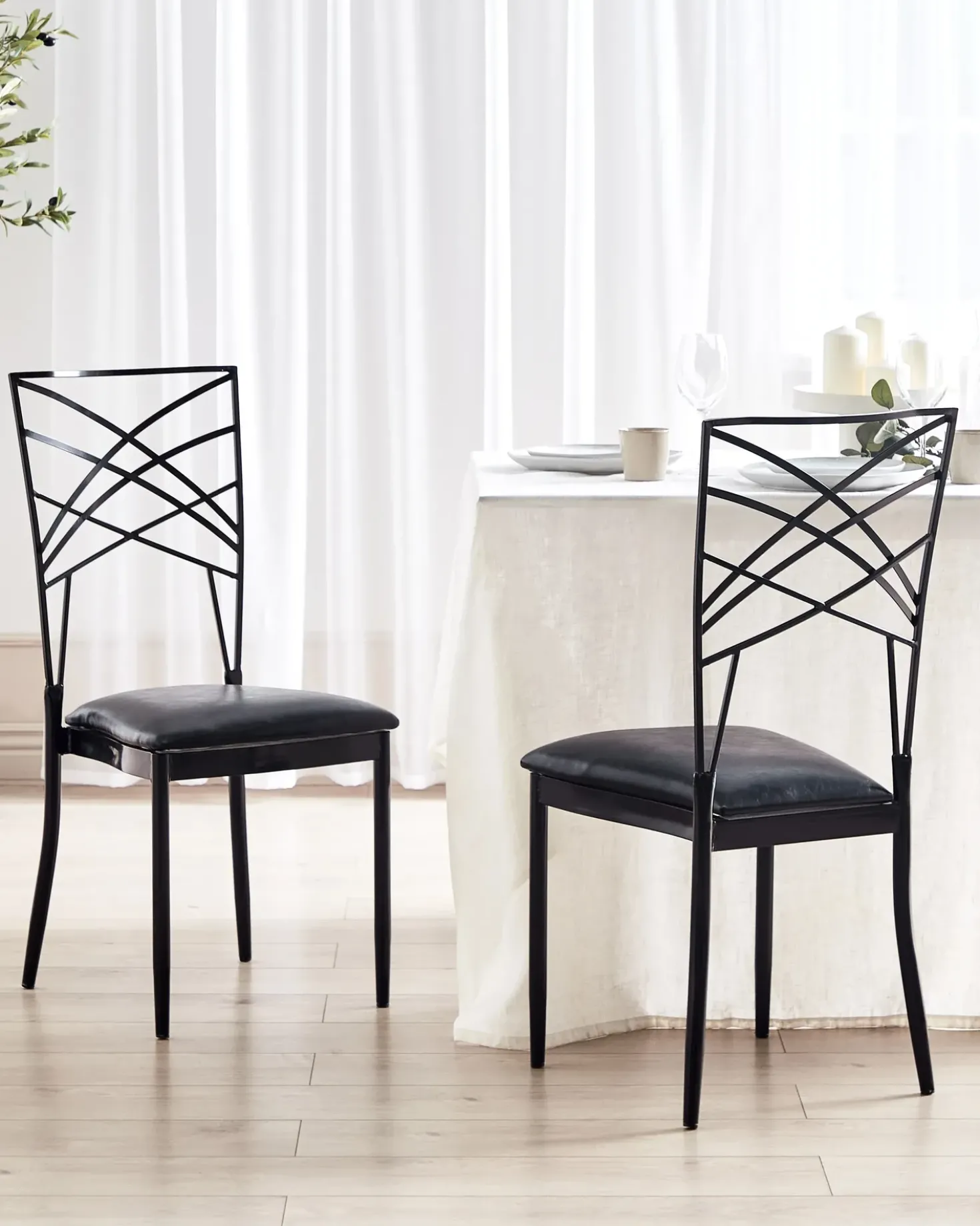 Set di 2 sedie da pranzo GIRARD Metallo Nero