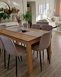 Set di 4 sedie da pranzo HAVRE Velluto Beige