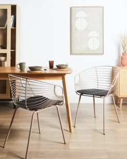 Set di 2 sedie da pranzo HOBACK Metallo Beige
