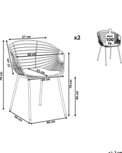 Set di 2 sedie da pranzo HOBACK Metallo Rame