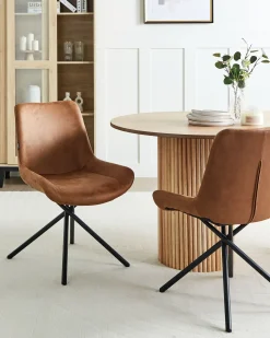 Set di 2 sedie da pranzo HAILEY Scamosciato sintetico Marrone dorato