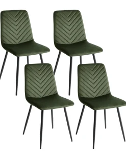 Set di 4 sedie da pranzo HAVRE Velluto Verde oliva