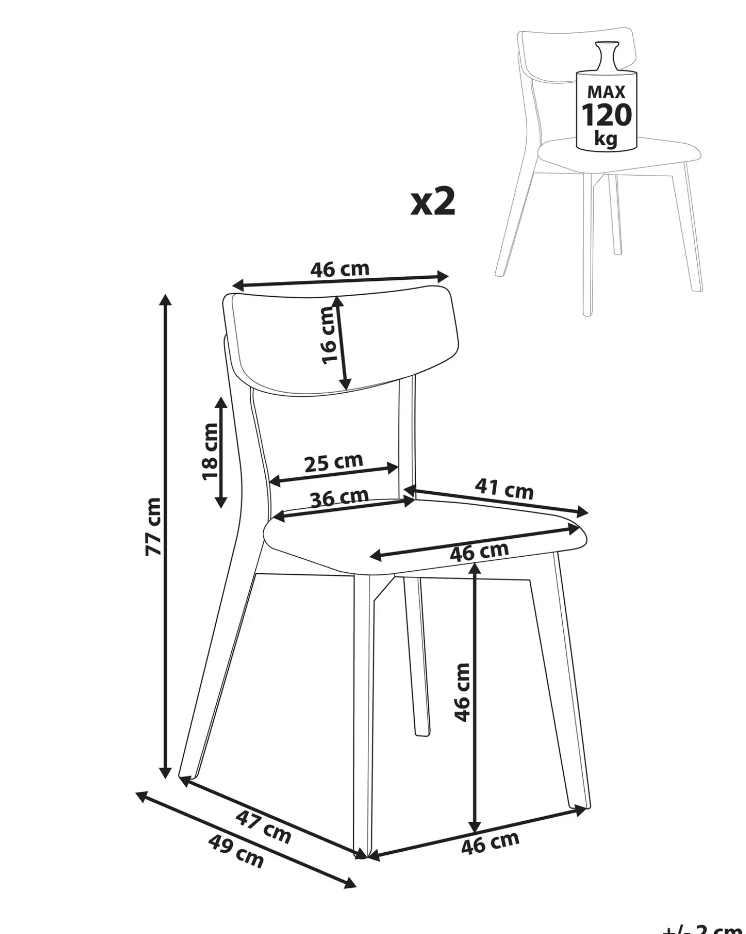 Set di 2 sedie da pranzo HOPE Legno Marrone scuro/Verde