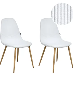 Set di 2 sedie da pranzo HILDEN Velluto a coste Bianco