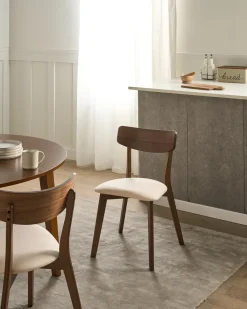 Set di 2 sedie da pranzo HOPE Legno Marrone scuro/Bianco sporco