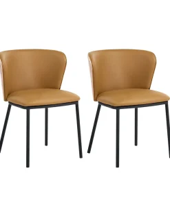 Set di 2 sedie da pranzo HOSKIN Pelle sintetica Marrone