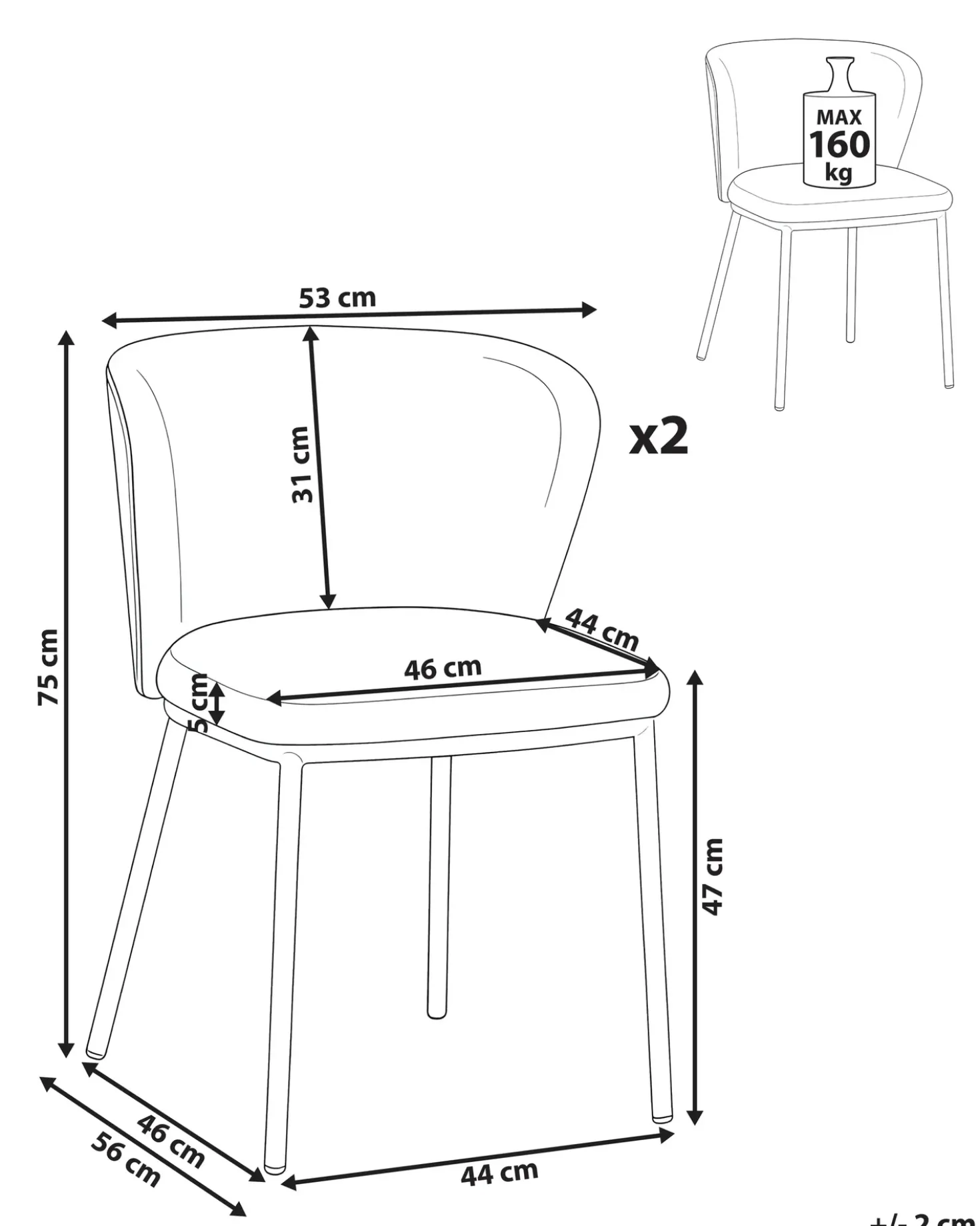 Set di 2 sedie da pranzo HOSKIN Pelle sintetica Marrone