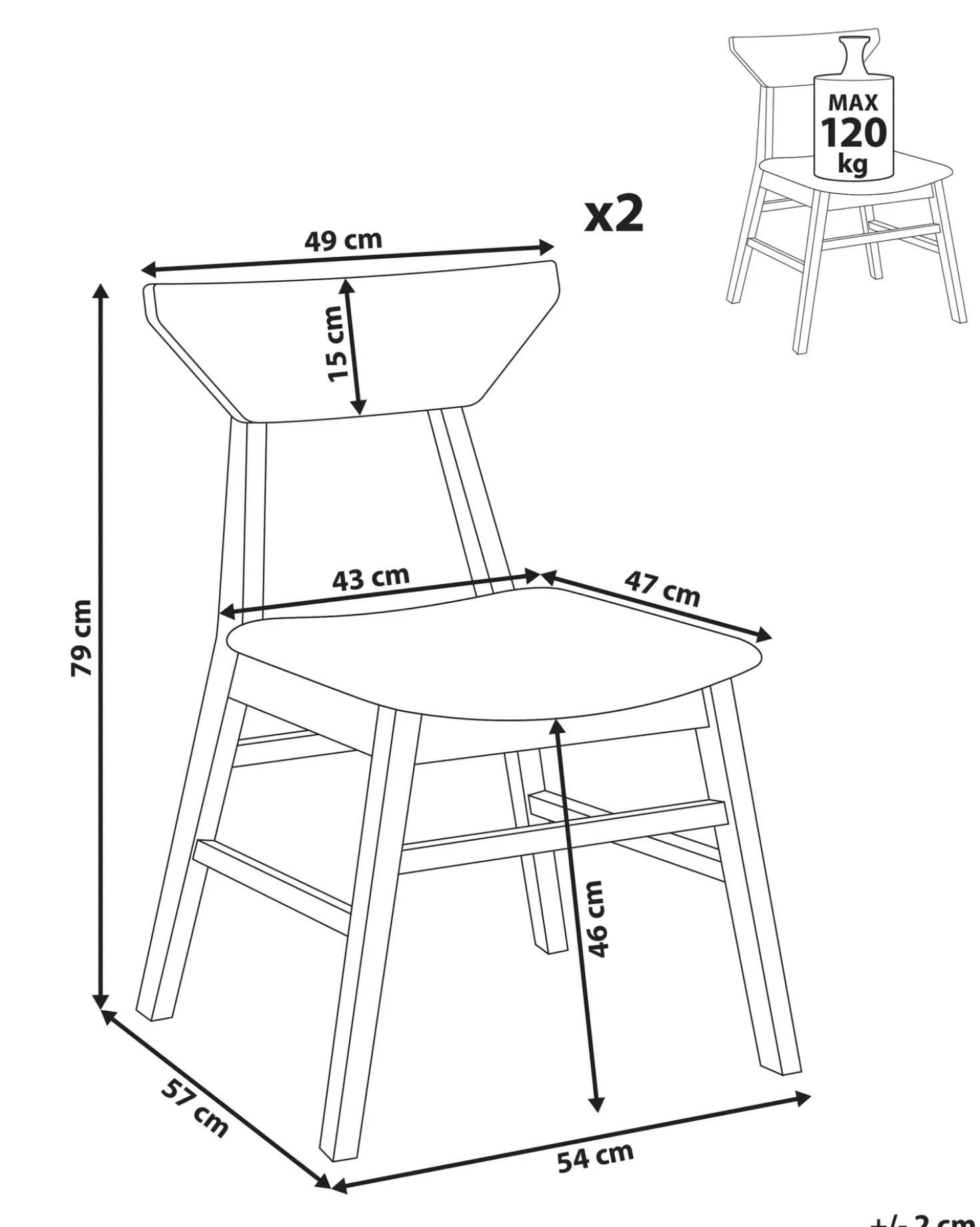 Set di 2 sedie da pranzo HOPKINS Legno Marrone scuro