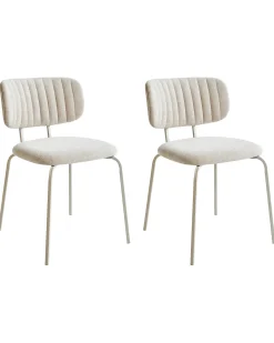 Set di 2 sedie da pranzo IRINS Ciniglia Beige chiaro