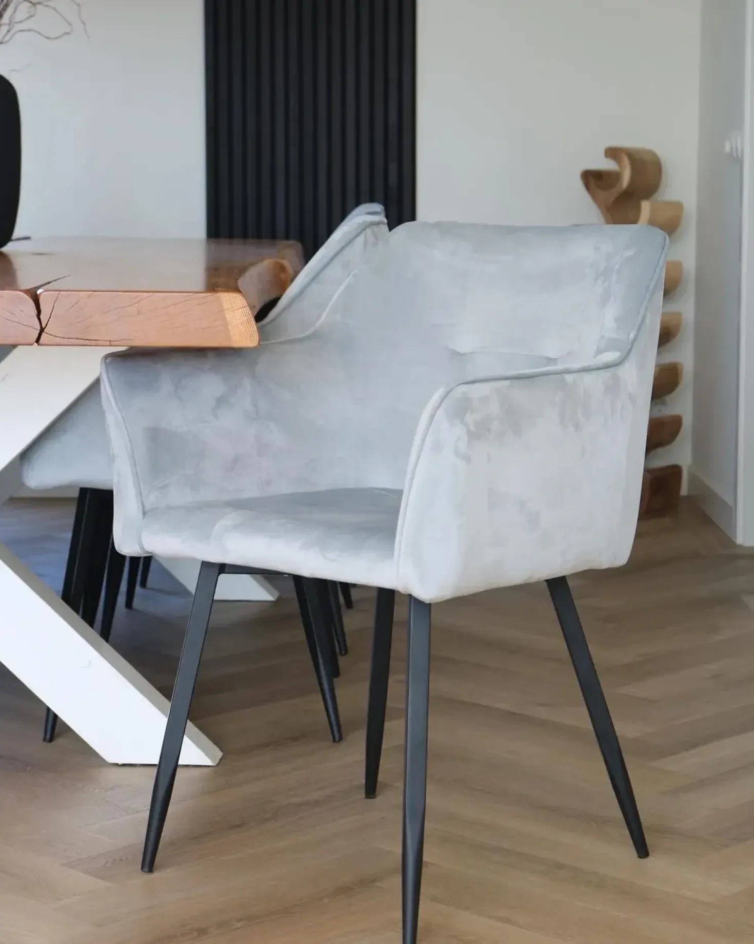 Set di 2 sedie da pranzo JASMIN Velluto Grigio chiaro