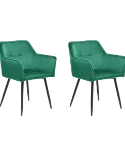 Set di 2 sedie da pranzo JASMIN Velluto Verde smeraldo