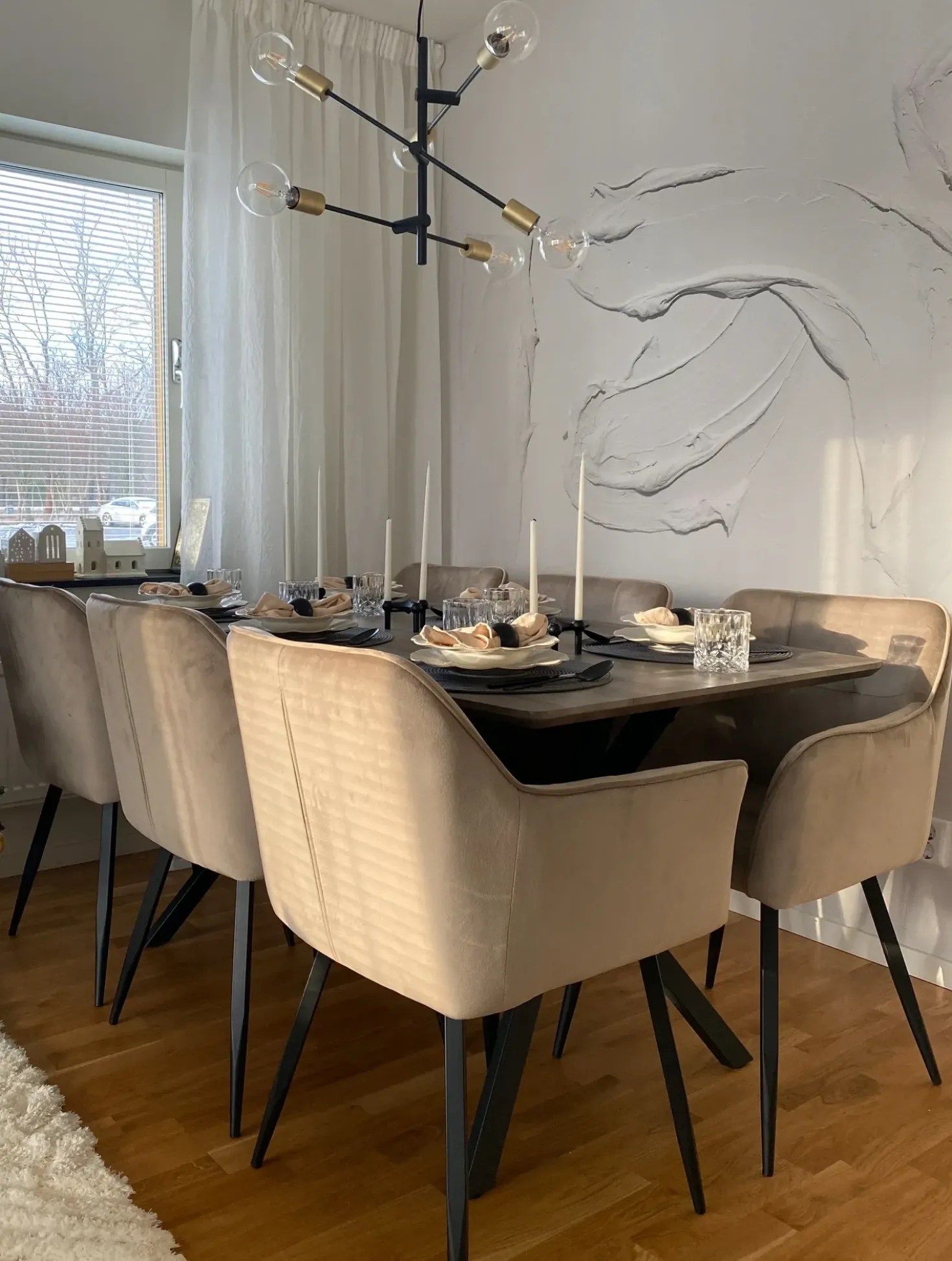 Set di 2 sedie da pranzo JASMIN Velluto Tortora