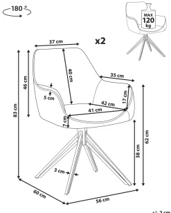 Set di 2 sedie da pranzo JODAR Tessuto Foglia di tè