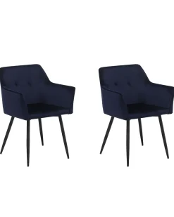 Set di 2 sedie da pranzo JASMIN Velluto Blu scuro