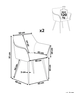 Set di 2 sedie da pranzo JASMIN Velluto Blu scuro