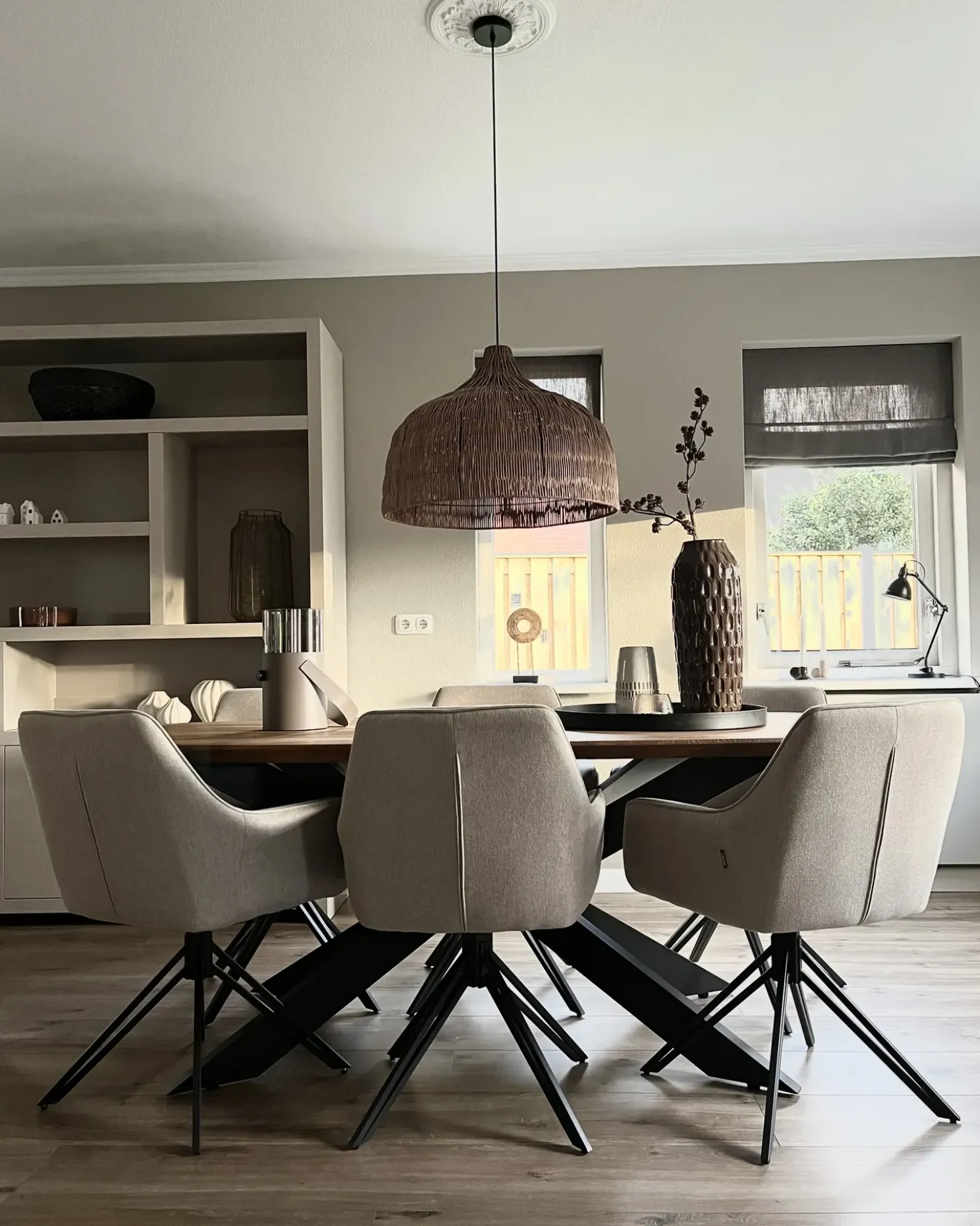 Set di 2 sedie da pranzo JODAR Tessuto Tortora