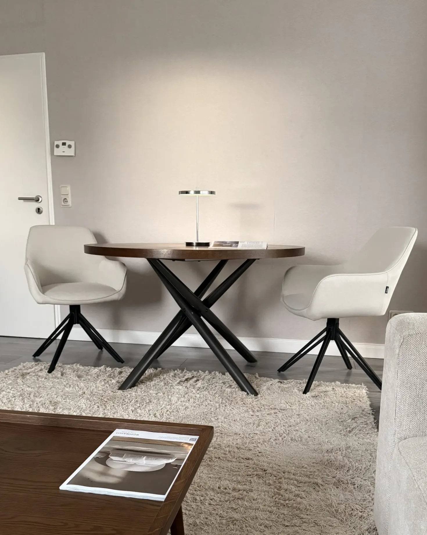 Set di 2 sedie da pranzo JODAR Tessuto Beige chiaro