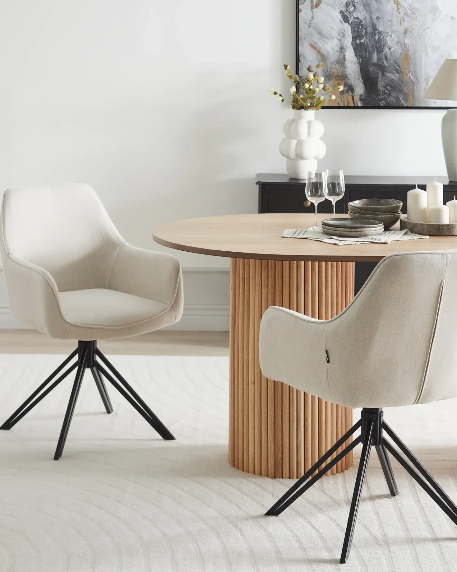 Set di 2 sedie da pranzo JODAR Tessuto Beige chiaro