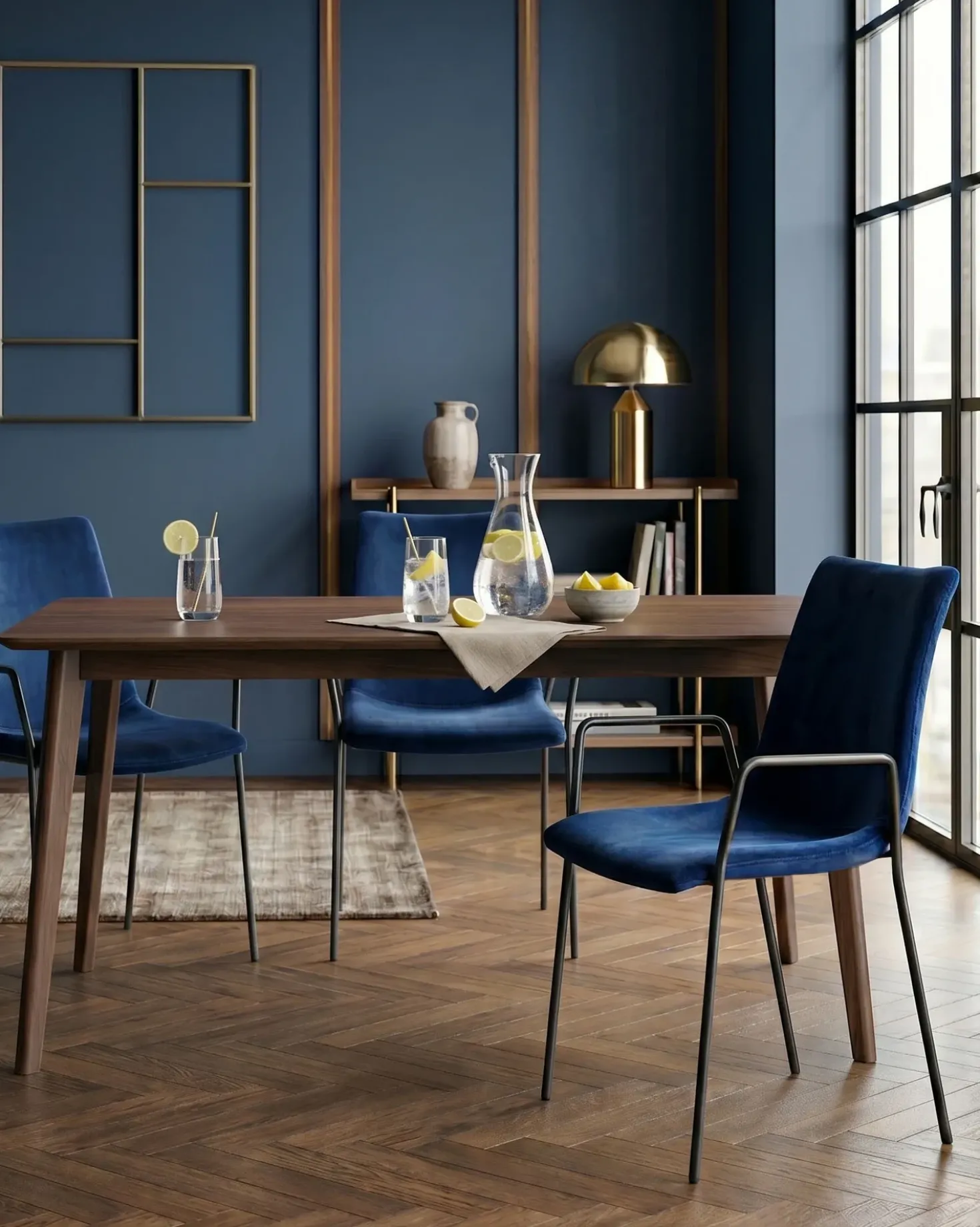 Set di 2 sedie da pranzo JEFFERSON Velluto Blu scuro