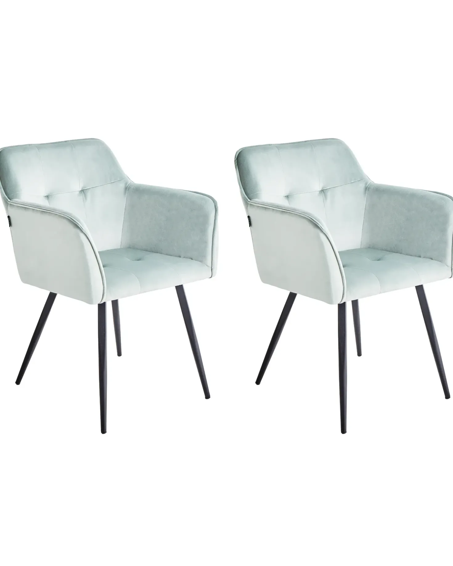 Set di 2 sedie da pranzo JASMIN Velluto Verde menta