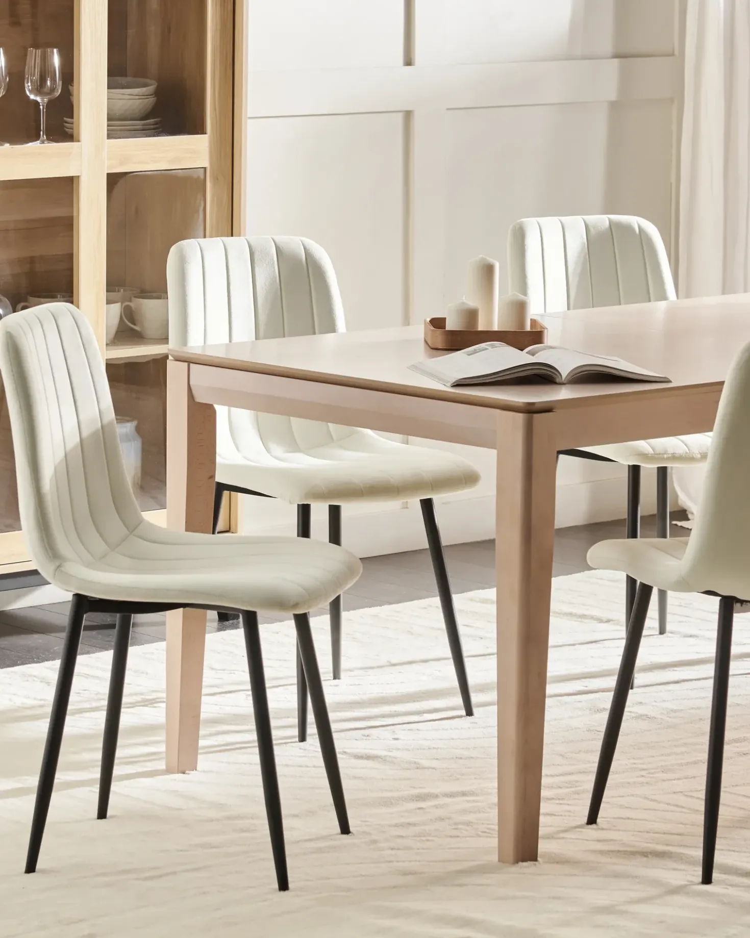 Set di 4 sedie da pranzo KALISPELL Velluto Bianco sporco