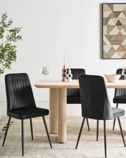 Set di 4 sedie da pranzo KIRBY Velluto Nero