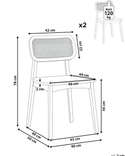 Set di 2 sedie da pranzo KENO Legno Marrone chiaro/Marrone