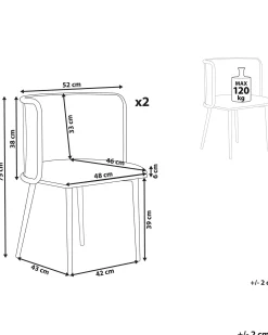 Set di 2 sedie da pranzo KOBUK Metallo Marrone chiaro