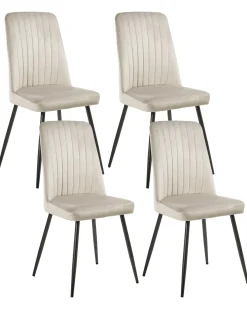 Set di 4 sedie da pranzo KIRBY Velluto Beige