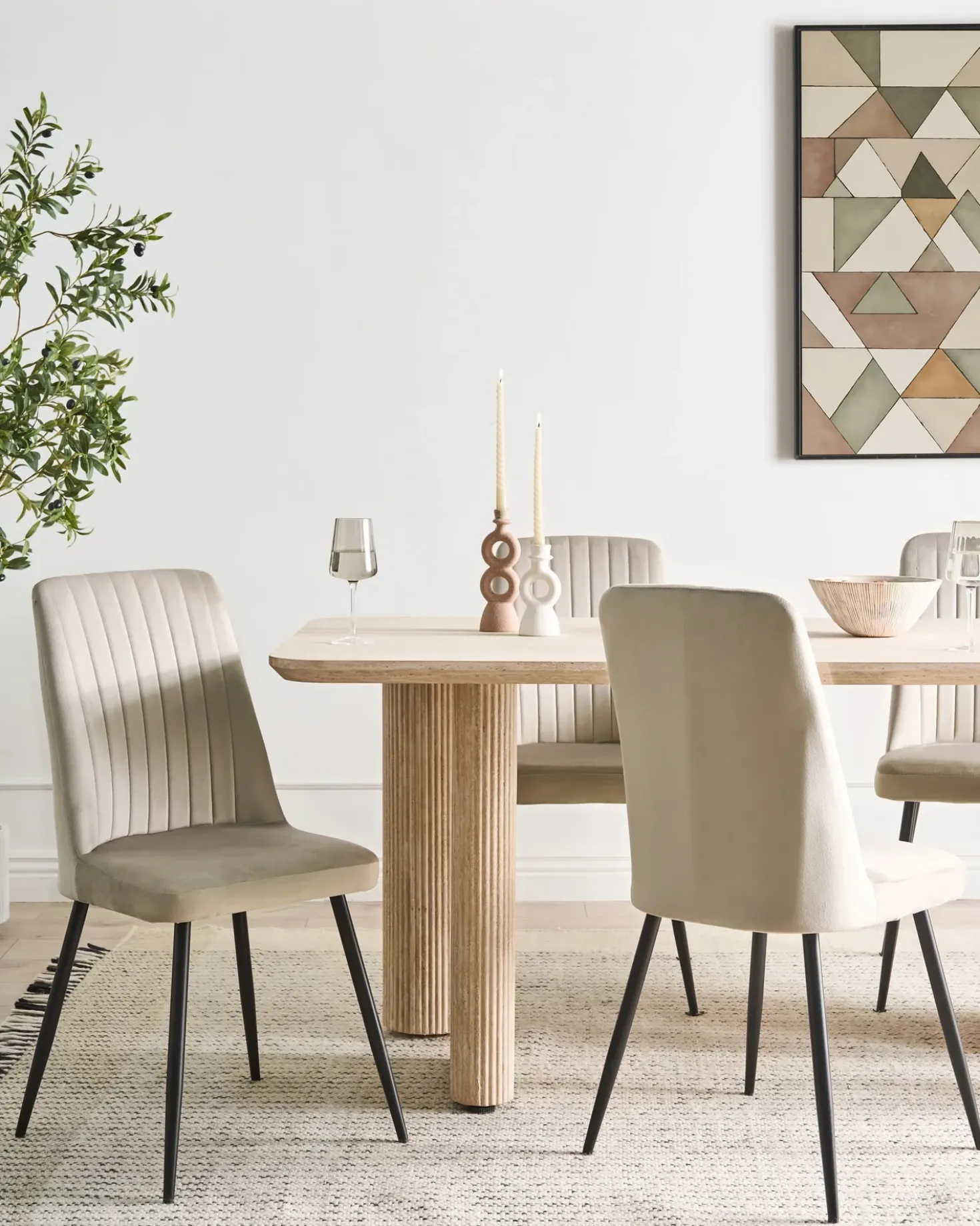 Set di 4 sedie da pranzo KIRBY Velluto Beige