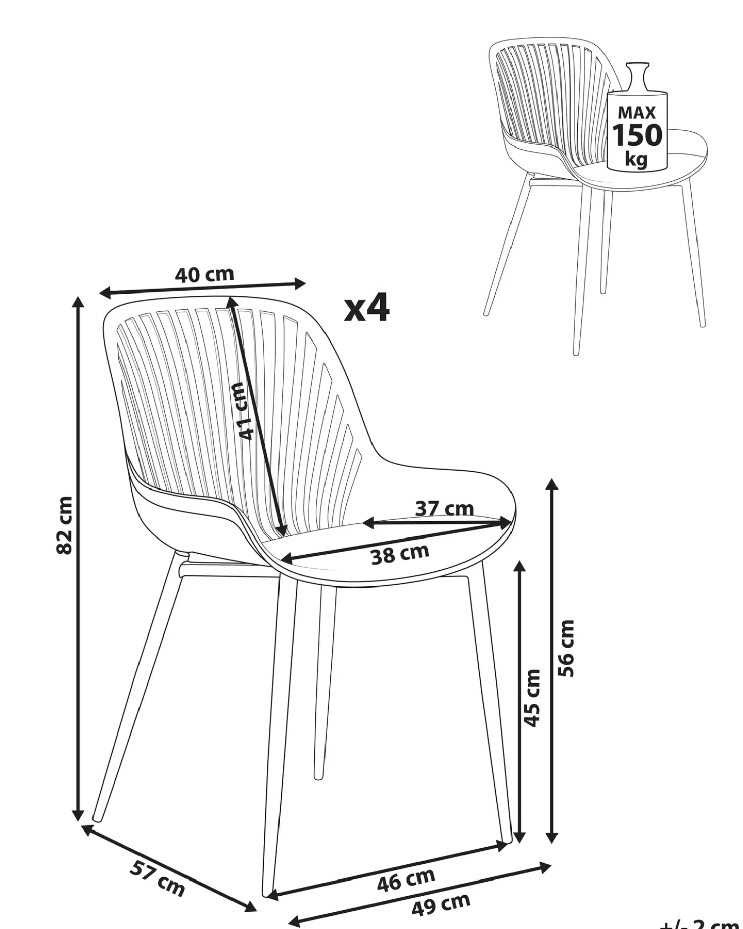 Set di 4 sedie da pranzo KLEVE Bianco