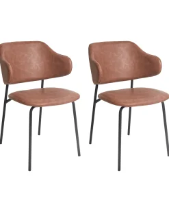 Set di 2 sedie da pranzo KENAI Pelle sintetica Marrone