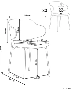 Set di 2 sedie da pranzo KENAI Tessuto Arancione