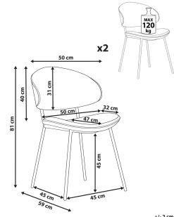 Set di 2 sedie da pranzo KIANA Tessuto Blu scuro