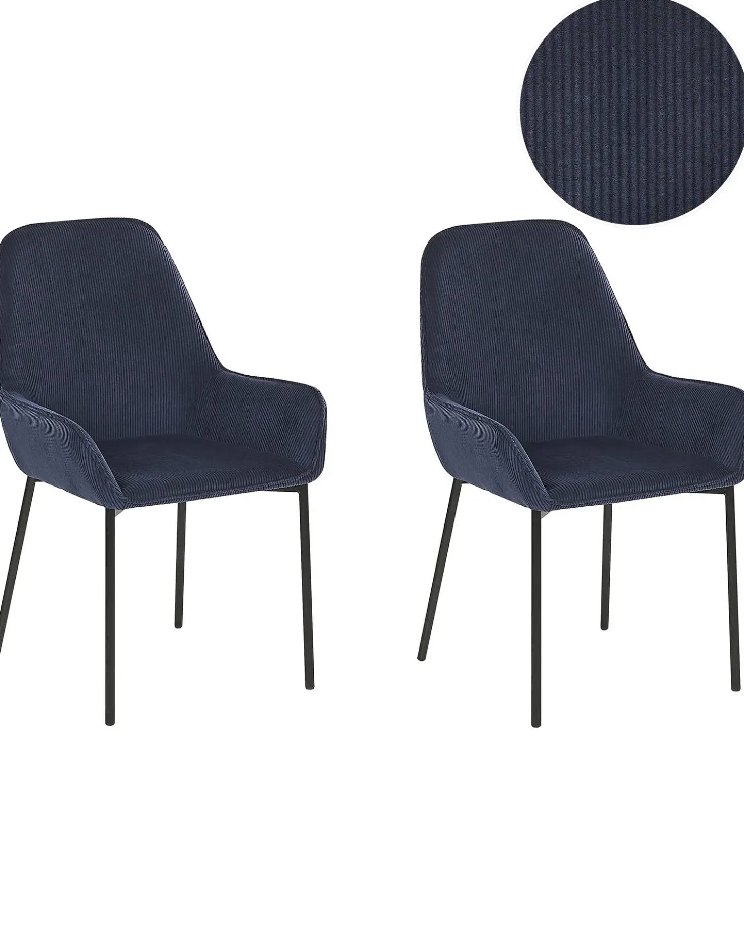 Set di 2 sedie da pranzo LOVERNA Velluto a coste Blu scuro