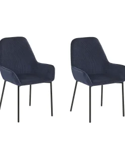 Set di 2 sedie da pranzo LOVERNA Velluto a coste Blu scuro