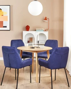 Set di 2 sedie da pranzo LOVERNA Velluto a coste Blu scuro