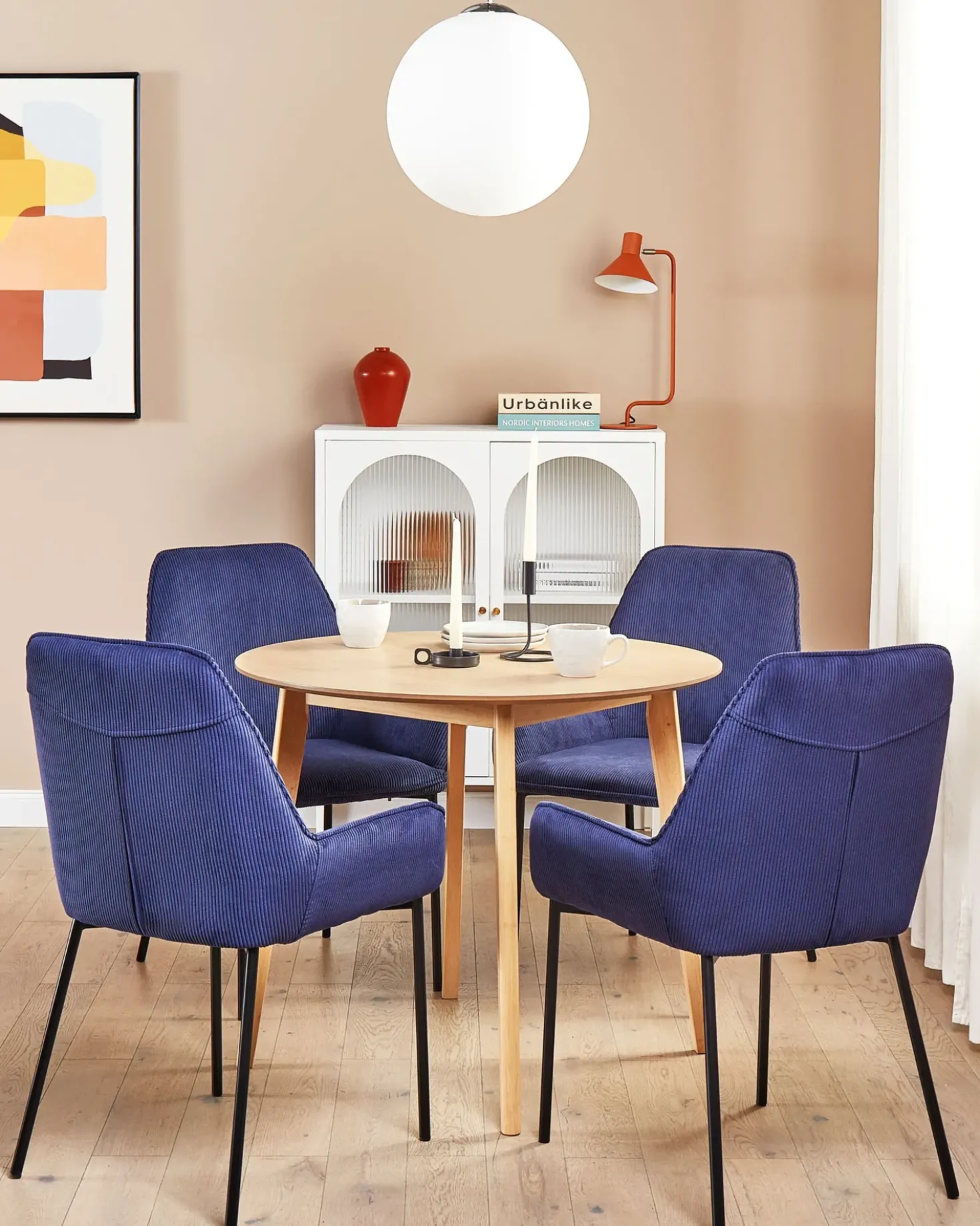 Set di 2 sedie da pranzo LOVERNA Velluto a coste Blu scuro